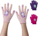 Brook + Bay Kids Magic Gloves - 3 Pack Kids Winter Gloves - Cold Weather Gloves for Boys & Girls - Children's Knit Gloves