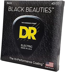 DR Strings Bass Strings, Black Beauties BASS Black Coated Nickel Plated Bass Guitar Strings on Round Core,BKB5-45