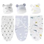 3-Pack Baby Swaddle Sleep Sacks Baby Swaddle Blanket Wrap for Boys Girls,Babies Swaddle Sack with Hat for 0-3 Months Newborn (F)