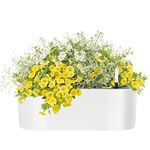 SAROSORA 16" Oval Self Watering Planter with Water Level Indicators for Plants & Flower Home Garden Outdoor Indoor Succulent | Herb pots | Window Box (1, Oval, White)