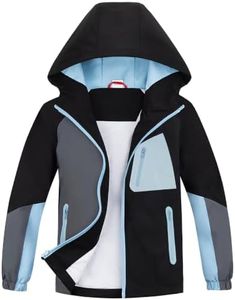 ALXHUTE Boys Rain Jacket Windbreaker with Mesh Lined Black 10-11Y/Size 150
