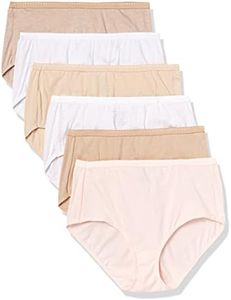 Hanes Ultimate Women's 6-Pack Breathable Cotton Brief Panty, Soft Taupe, White, Nude, Light Buff, Nude Heather, Sugar Flower Sweet Dot, 9