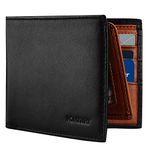 Mens Wallet, Genuine Leather RFID Blocking Bifold Credit Card Wallet with 8 Card Slots and 2 ID Windows VONXURY Black Brown