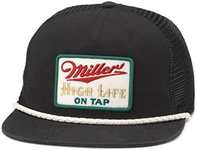 AMERICAN NEEDLE Miller High Life Beer Wyatt Adjustable Snapback Trucker Baseball Hat (23014A-MHL-BLK) Black, Black, One Size