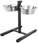 amazon basics Adjustable Double Diner for Food and Water for Dog & Cat, with H-Base and Two Removable Stainless Steel Bowls 2 X 1500 Ml