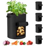 Potato Grow Bags 7 Gallon 4 Pack Garden Planting Bag with Reinforced Handles Thickened Nonwoven Fabric Pots Growing Bags for Potato Tomato Vegetables Fruits(14" Dia x 12" H)