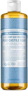 Dr. Bronner’s - Pure-Castile Liquid Soap (Baby Unscented, 473 mL) - Made with Organic Oils, 18-in-1 Uses: Face, Hair, Laundry & Dishes For Sensitive Skin & Babies, No Added Fragrance, Vegan, Non-GMO