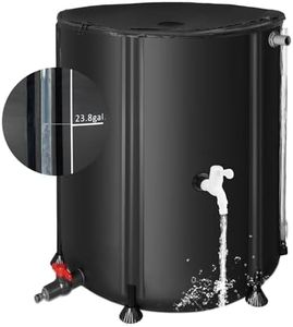 Rain Barrels to Collect Rainwater from Gutter - Portable Water Storage Tank Water Barrel Rainwater Collection System Rain Catcher Include Filter Two Spigots and Overflow Kit (53 Gallon, Black)