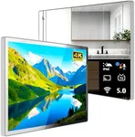 Leotachi (Upgraded to Android 13 Luxury 32" Smart Bathroom Mirror TV, 4K Ultra HD, IP66 Waterproof, Android TV, Voice Assistant, ATSC Tuner, Bluetooth, Wi-Fi, for Bathroom Vanity and Dressing Table