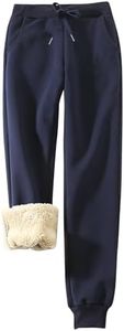 Flygo Womens Sherpa Lined Athletic Sweatpants Winter Active Joggers Fleece Pants(Blue-L)