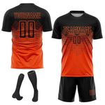 Football Kits for Kids and Adult, Personalised Football Shirt with Name Number, Football Shirts Shorts and Socks Set, Football Gifts for Boys Men Orange