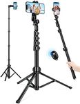 Phone Tripod, 71" Tripod for iPhone, Selfie Stick Tripod Stand with Remote, Phone Tripod & Tall Travel Tripod for Recording Video Selfies Photo, Compatible with iPhone 14 Pro Max 13 12 11 Cell Phone