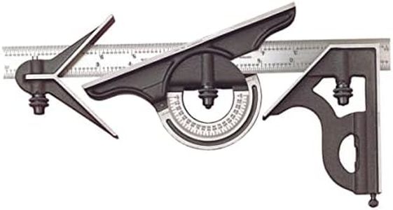 Starrett Combination Set with Square, Center and Reversible Protractor Head and Blade - 12" Blade Length, Cast Iron Heads, Reversible Lock Bolts, 4R Graduation - 435-12-4R