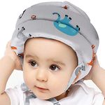 IULONEE Baby Infant Toddler Helmet Adjustable Lightweight Cap Child Soft Hat for Running Walking Crawling Breathable Baby Helmet for Kid (Grey Zoo)