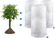 3 Pack Plant Cover for Winter White Freeze Protection Cover with Zipper and Drawstring, Heavy Duty Plant Cover Outdoor Non-Woven Fabric Winter Plant Covers for Trees, Shrub 31.4 inch* 39.3 inch