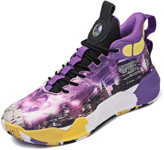 Women Men Basketball Shoes Fashion Running Sneakers Colorful Painting Sport Shoes Purple Size 9