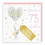 Hunts England - 75th Grandma Contemporary Hearts Birthday Card - Gold Foil - Milo's Gallery - Age 75 Champagne, Hearts Pretty Birthday Card For Grandma - Age Seventy Five - Fabulous Pink Envelope