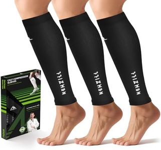 NEWZILL Calf Compression Sleeve for Men & Women | Footless Compression Socks for Shin Splint Relief, Varicose Veins | Perfect Leg Sleeve for Running, Travel, Nursing, Work, Fitness (Black 3Pairs XXL)
