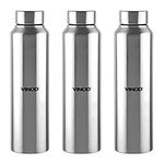 Vinod Frost Fridge Water Bottle with Fabricated 18/8 Stainless Steel Coating Inside and Outside (Pack of 3) - Useful for School, College, Office, Gym Etc (Silver)