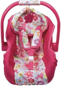 Adora Baby Doll Car Seat with Removable Seat Cover - Machine Washable, Fits Most Dolls & Plush Animals Up To 20”, Birthday Gift For Children Ages 2+ - Pink Flower Power