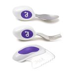 doddl 3-Piece Knife, Spoon and Fork Set - Learn to use Toddler Cutlery in Minutes, 1 Year Old & up, Baby-Led Weaning Supplies, Indigo