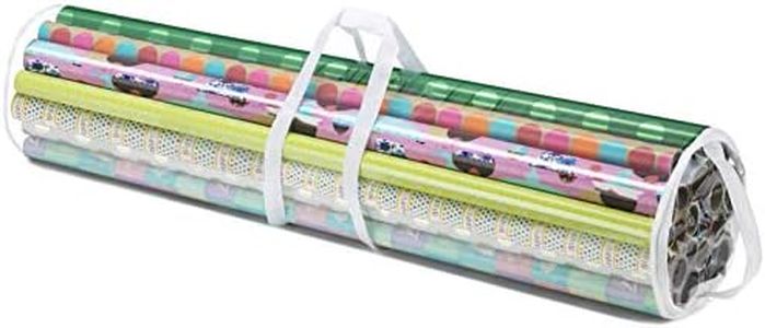 Whitmor Gift Wrap Organizer 41 Inch, Clear/White