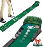 Putting Green Indoor - Golf Putting Mat boasts genuine green speed and a wrinkle-free surface. 8ft Practice Putting Mat with lenticular 3D backplate, Alignment Guides and Ball Return