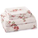 BYSURE Queen Sheet Set 6 Pieces (Pink Rose Floral), Cottage Core Botanical Patterned Sheets, Victorian Flower Microfiber Bedding Decor