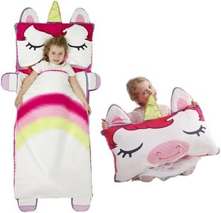 Rabtero Kids Sleeping Bag, Sleeping Mat Nap for Toddlers, Unicorn Sleeping Bag for Girls Kindergarten Preschool Daycare, Children Slumber Bag, Pillow, Blanket 3 in 1