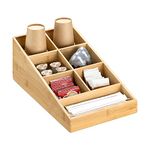 Navaris Coffee Station Organiser 7 Compartments - Coffee Organiser Station for Sugar, Creamer, Tea Supplies - Coffee Bar Organiser for Office and Kitchen Countertop Organisation