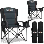 Overmont Oversized Folding Camping Chair 2Pack - 450lbs Support with Padded Cushion Cooler Pockets - Heavy Duty Collapsible Chairs for Sports Garden Beach Fishing Black 2pk