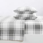 Super Soft Extra Plush Plaid Fleece Sheet Set. Cozy, Warm, Durable, Smooth, Breathable Winter Sheets with Plaid Pattern. Dara Collection by Great Bay Home Brand. (Full, Grey)