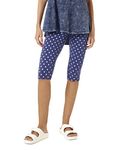 HUE Women's Knee Length Cotton Capri Hosiery, Blue Dot-Polka Dot, S