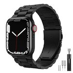 owlohld Metal Straps Compatible with Apple Watch Strp 42mm 44mm 45mm 49mm, Stainless Steel Replacement Band Metal Bracelet for iwatch Strap Series 9/8/7/6/SE/5/4/3/2/1 for Men/Women (Black)