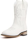 vodvob Kids Western Cowboy Boots for Boys Girls Square Toe Cowgirl Boots Mid Calf Riding Shoes with Zipper (Little Kid/Big Kid)