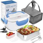 AUTOPkio Electric Heating Lunch Box, 3 in 1 12V 24V 220V 80W Thermal Food Heater Warmer with 1.5L Detachable Stainless Steel Container for Car, Truck, Office (Blue)