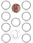 Subiceto 9 Pcs Stainless Steel 16g Cartilage Hoop Earrings for Men Women Nose Hoop Ring Helix Septum Conch Daith Lip Tragus Piercing Jewelry 8mm