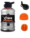 DOVEAZ® Xtreme Sports Water Bottles for Office Use, Protein Shaker Gallon Water Bottle (1.5 LTR) with Mixer Ball (BPA-Free, Unbreakable, Freezer Safe) - Black , Plastic , 1 Piece