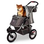 InnoPet Comfort Air Eco Grey Dog & Cat Stroller - Lightweight, Eco-Friendly Pet Pram with 12-inch Pneumatic Tires, One-Hand Fold, Dog Buggy for Pets up to 25kg