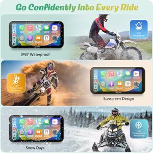 Carpuride W603D Motorcycle GPS CarPlay Screen – 6.3” Waterproof Touchscreen, Wireless CarPlay & Android Auto, HD Dual Cameras, Remote Control