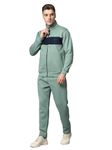 CHKOKKO Men Winter Track Suit Zipper Set PastelGreenNavy 3XL