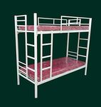 s k grill art Twin Over Twin Bunk Bed for Adults without Mattress Wrought Iron Frame Powder Coated (White, 2.5 x 6 Feet)