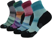 HUSO Athletic Crew Socks, Men's Women's Novelty Cotton Cushioned Arch Support Dry Wicking Ankle Outdoor Socks 4 pairs (Multicolor,L/XL)