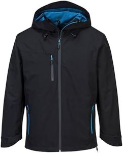 Portwest S600 Men's KX3 Waterproof Rain Jacket - Lightweight Shell Jacket with Hood Black, Medium