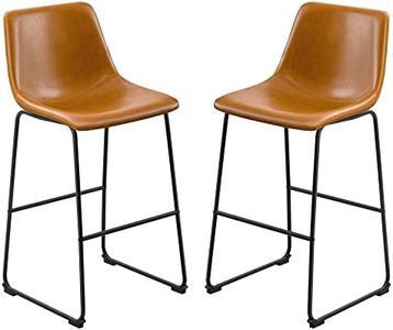 Furmax Bar Stools 29 Inches Counter Height Stools Set of 2, Dining Chairs, PU Leather Bar Chairs with Back, Modern Industrial Armless Stools for Kitchen Island, Bar, Pub (Brown)