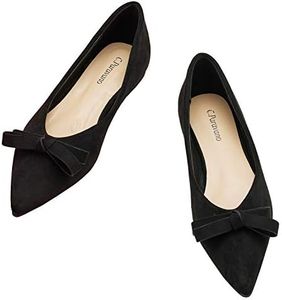C.Paravano Women��’s Flats I Ballet Flats for Women I Pointed Toe Flats I Black Flats I Women’s Pumps I Flat Shoes for Women I Slip on Shoes Ballet Flats (Size 8, Black Bow-Knot)