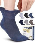 Pembrook Ankle Diabetic Socks for Women & Men | 6 Pairs | Wide Non Binding Socks Quarter Length | Edema Neuropathy Socks