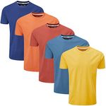 Charles Wilson 5 Pack Plain Crew Neck T-Shirt (Medium, Orange Sunset)