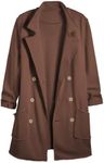 Ainangua Tipperary Trench Coat Women Double Breasted Lapel Long Coat Winter Fall Fashion Fleece Jackets(Brown,S)