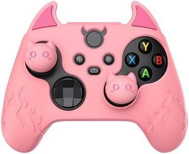 PlayVital Halloween Cute Demon Silicone Cover for Xbox Series X/S Controller, Kawaii Anti-Slip Controller Skin Grip Protector for Xbox Core Wireless Controller with Thumb Grip Caps - Pink